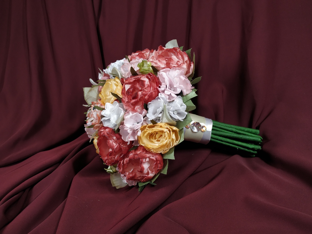 Bridal bouquet of artificial flowers