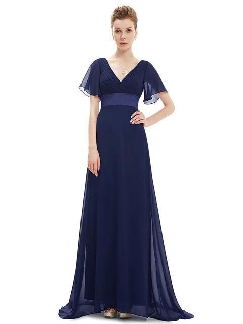 Chiffon evening dress with sleeves
