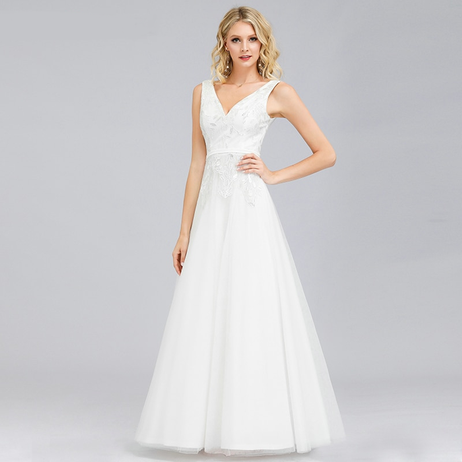 Elegant A-line wedding gown