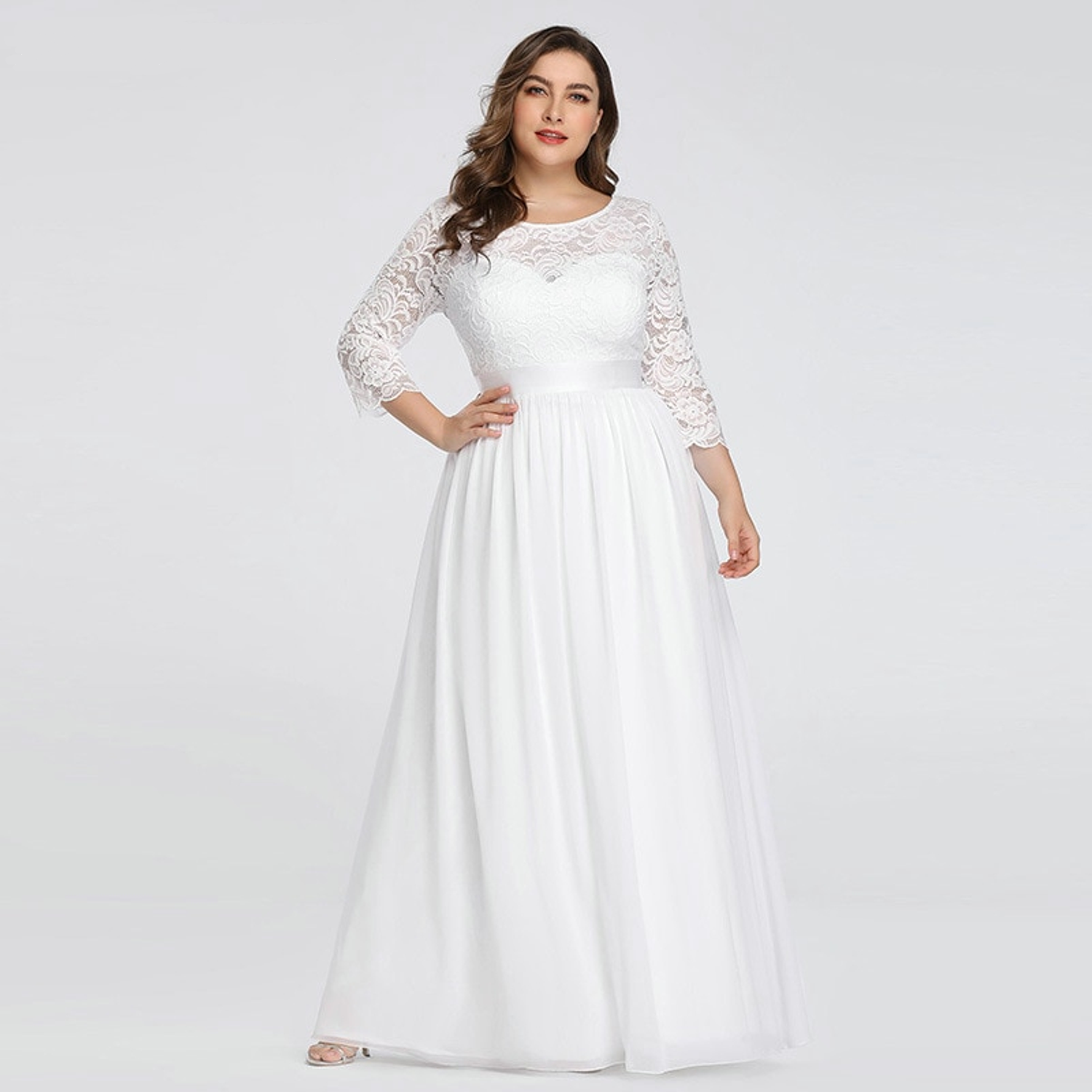 Empire waist wedding dress with lace