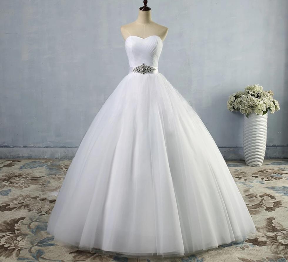 Strapless ball gown wedding dress