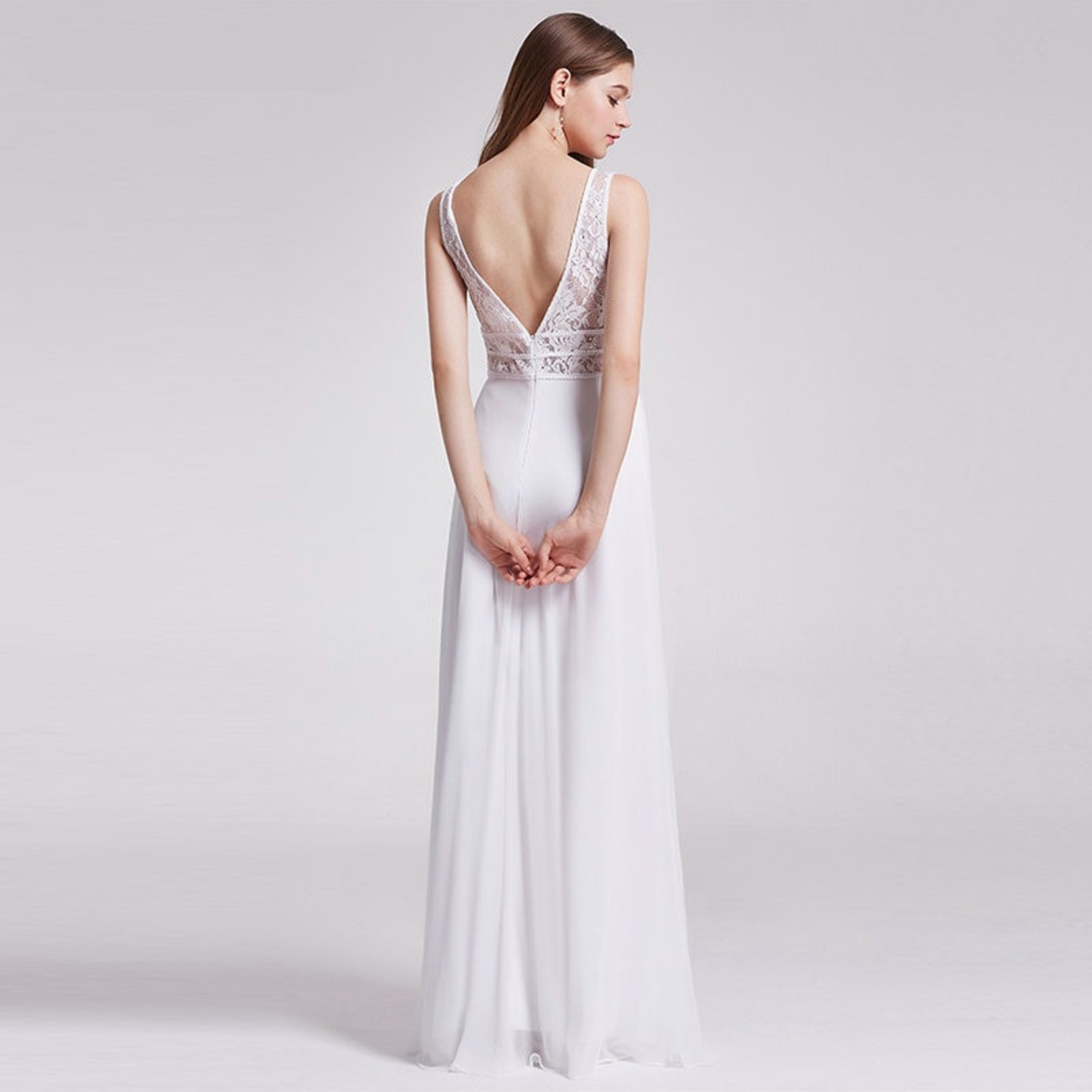 Simple backless wedding dress