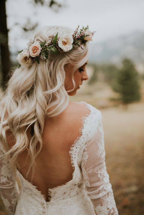 Flower crown with hair half up