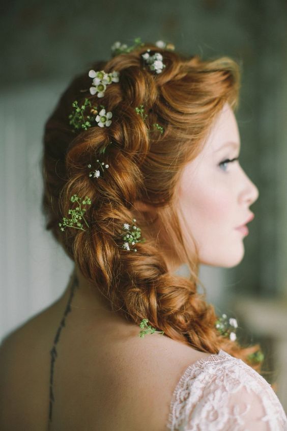 Bridal braid with flowers