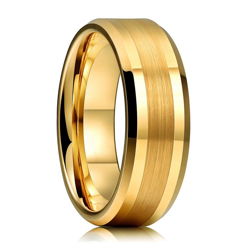 Gold color tungsten carbide wedding ring