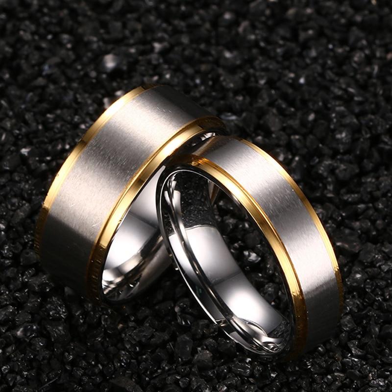 Two color titanium wedding rings