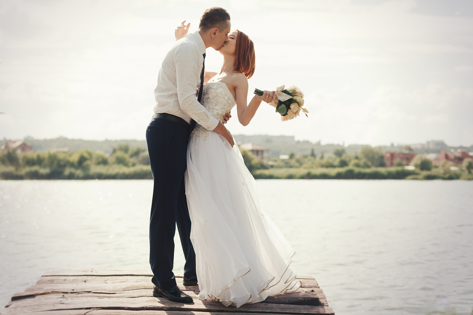 Wedding Couple Kissing