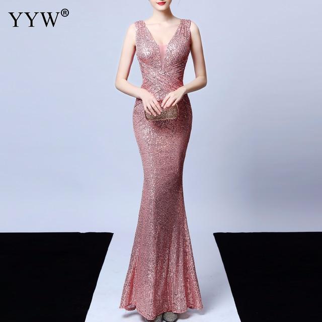 Sequined dress with plunging neckline