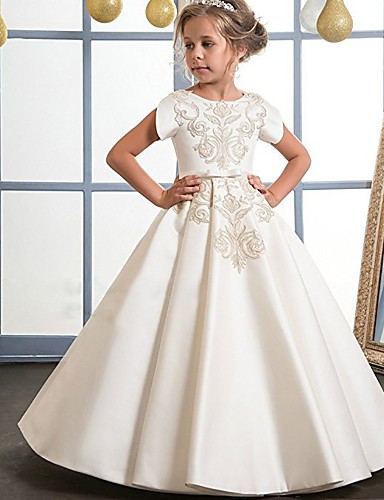 Ivory and gold flower girl dress