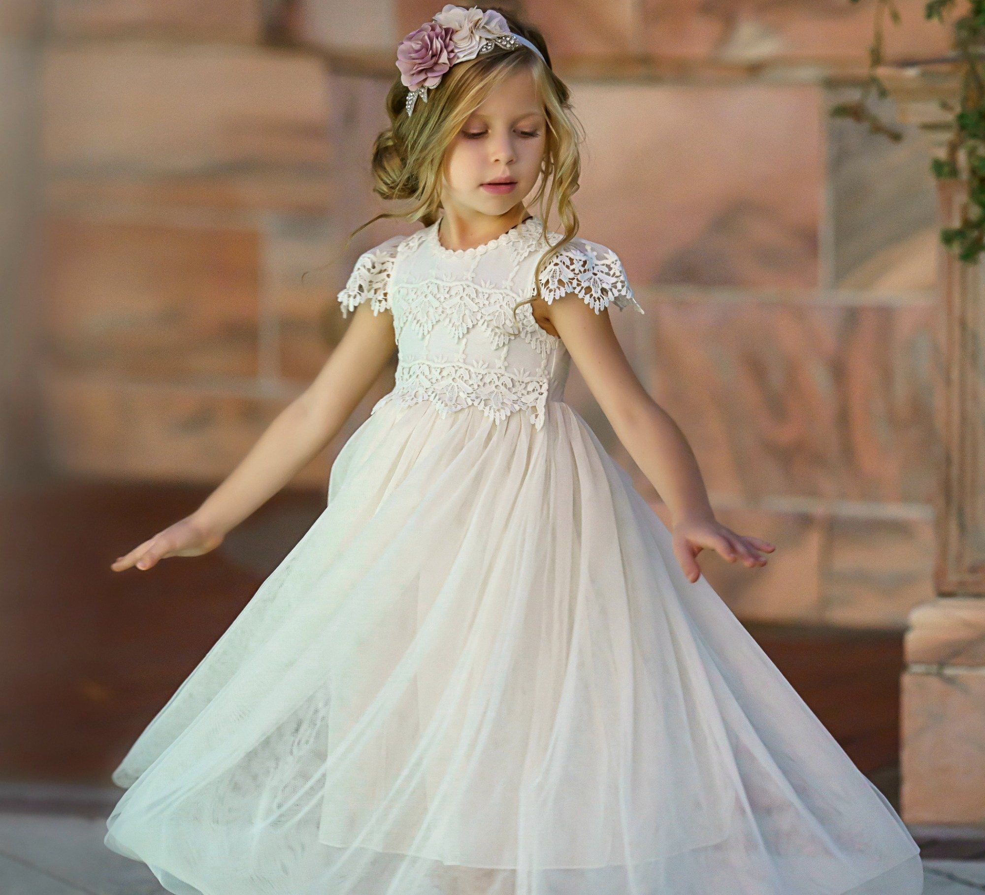 Ivory flower girl dress