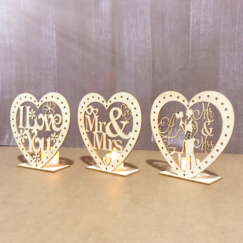 Wooden wedding ornaments with lights