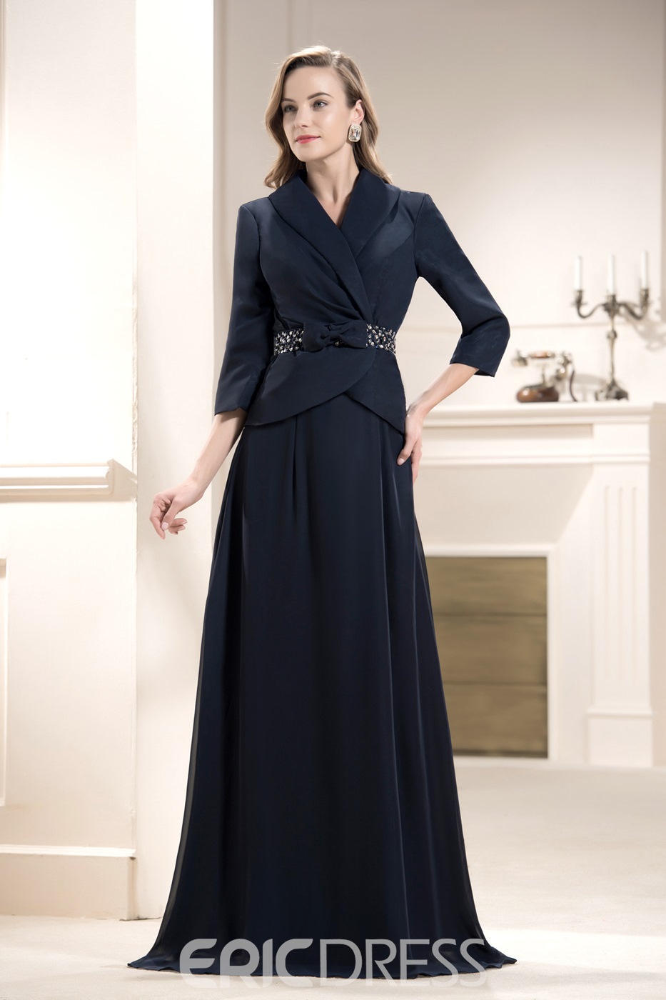Long two-piece mother of the bride dress