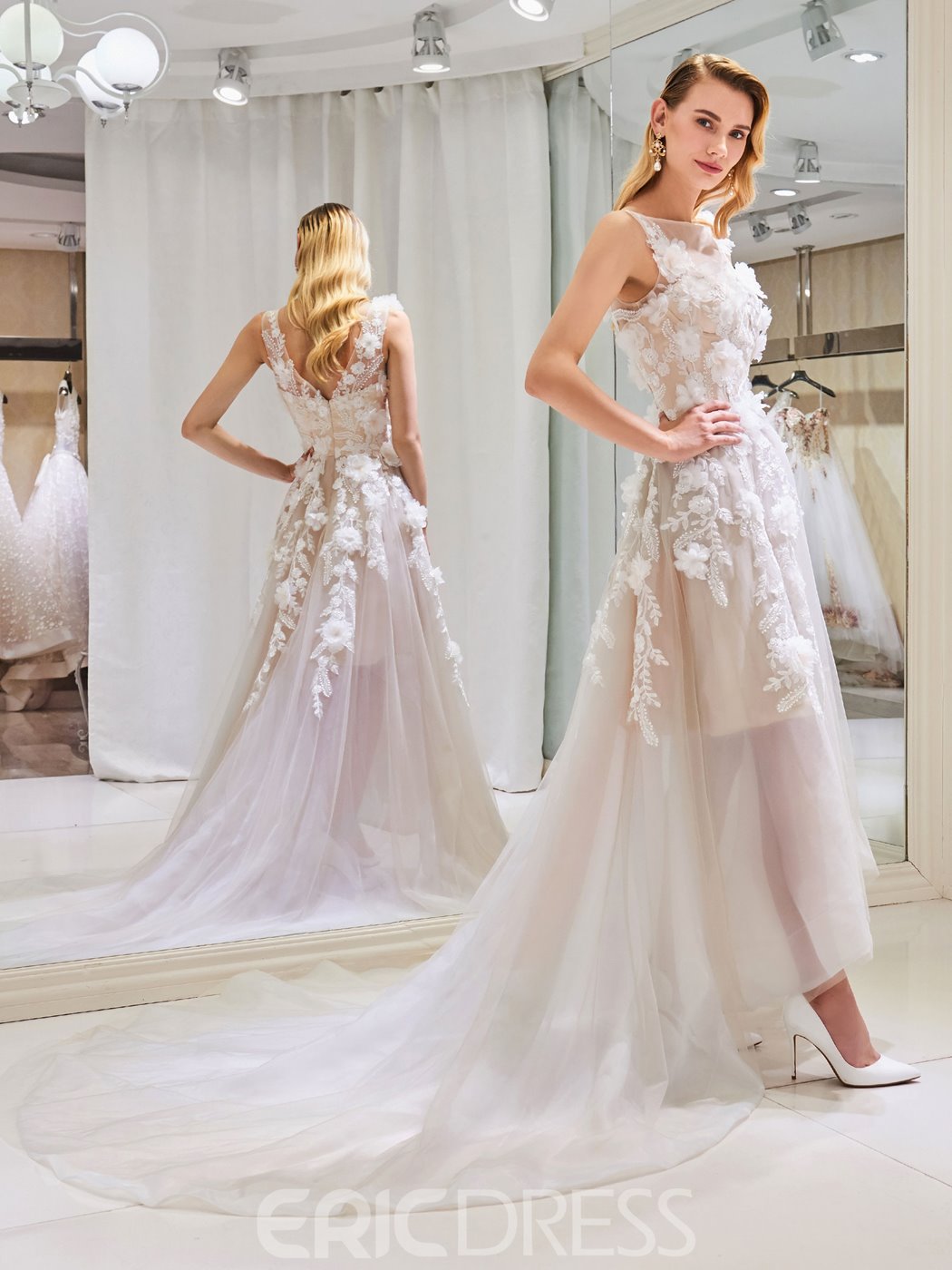 3D floral wedding dress