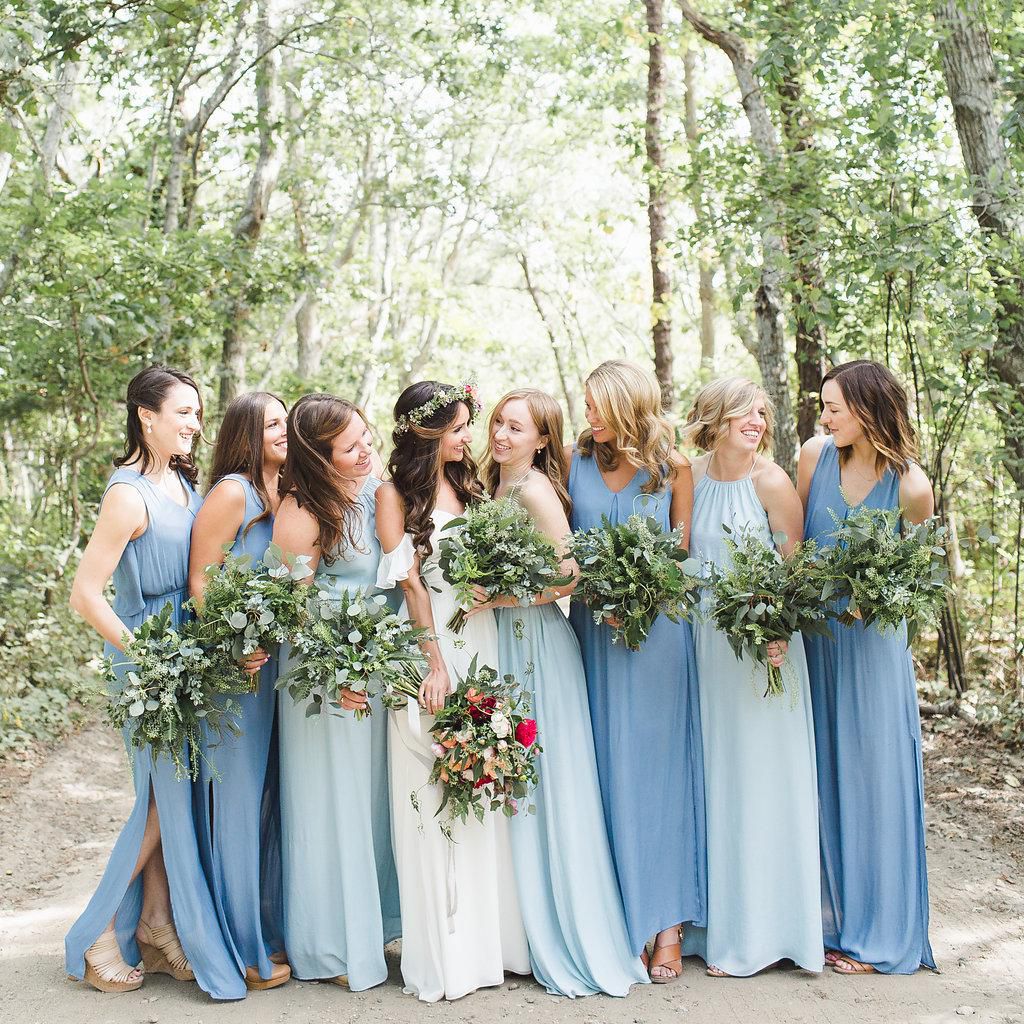 Shades of blue bridesmaid dresses